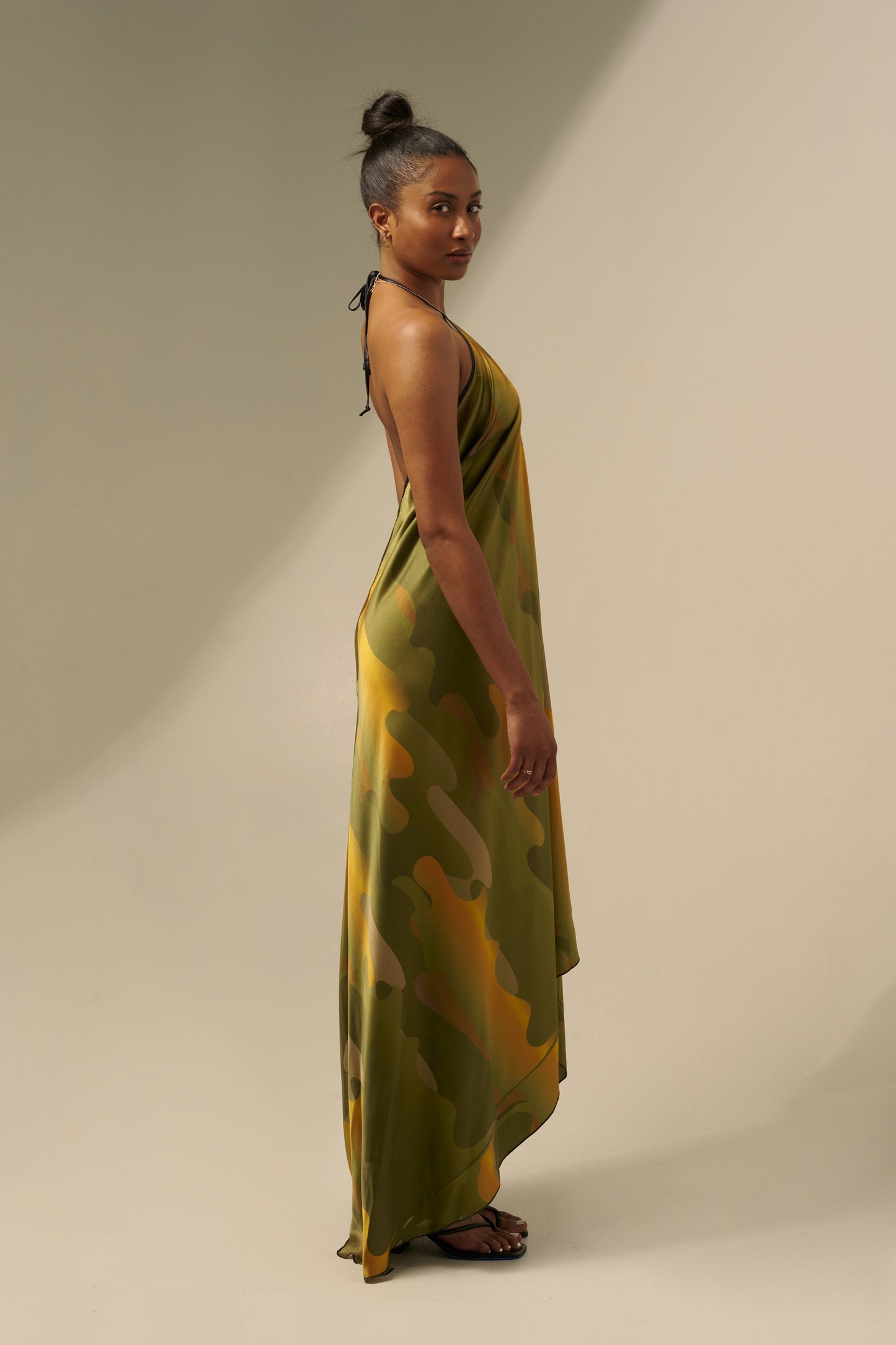 skcreations llc, the sharon keyser collection, new dawn, halter neck dress, backless dress, silk dress, new york fashion week, sharon a. keyser, fashion, style, fashion designer, wearable art, surface design