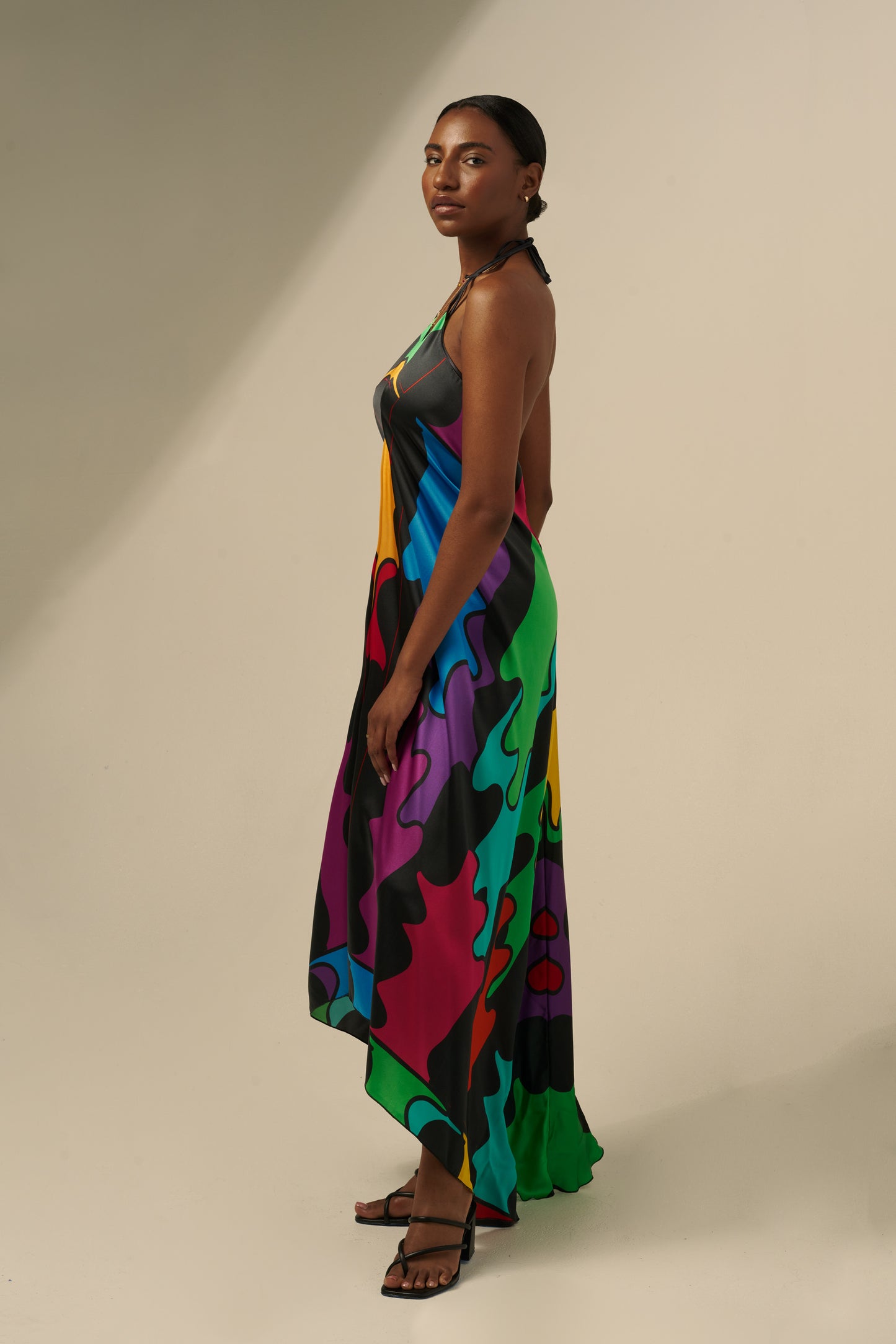 skcreations llc, the sharon keyser collection, new dawn, halter neck dress, backless dress, silk dress, new york fashion week, sharon a. keyser, fashion, style, fashion designer, wearable art, surface design