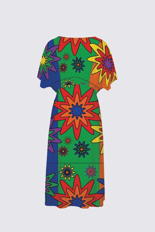 Blooming Happy - Vibrant Flowy Sleeves Dress
