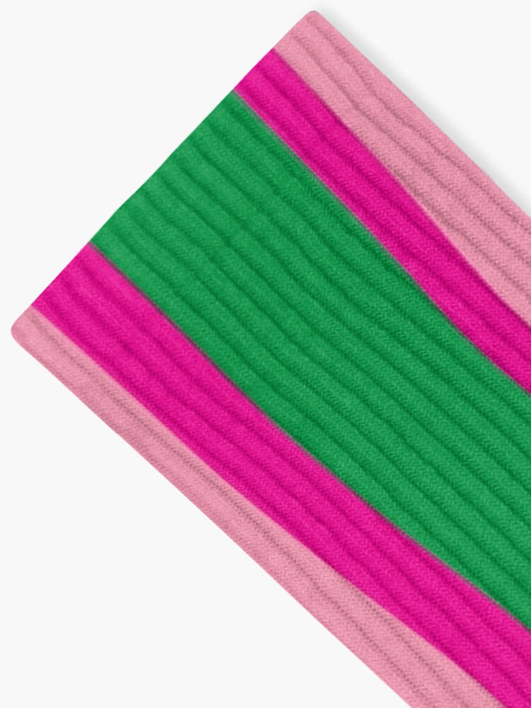 Stripes © Unisex Socks - Pink and Green