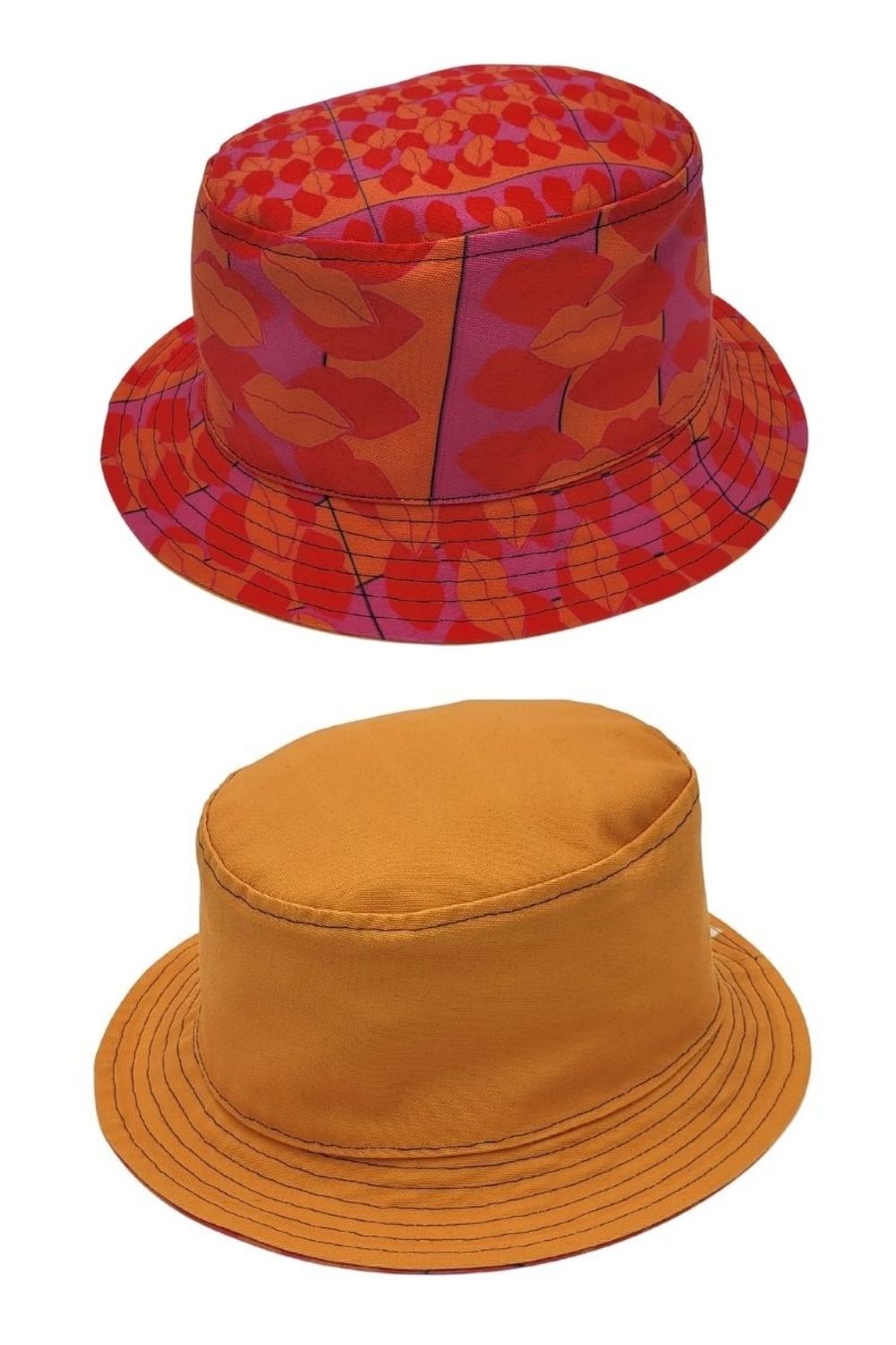 Kisses/Orange Unisex Reversible Bucket Hat