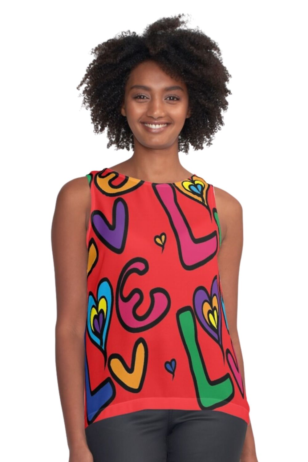 love 2, hearts, sleeveless top, skcreations llc, sharon a. keyser, original design, wearable art, red top