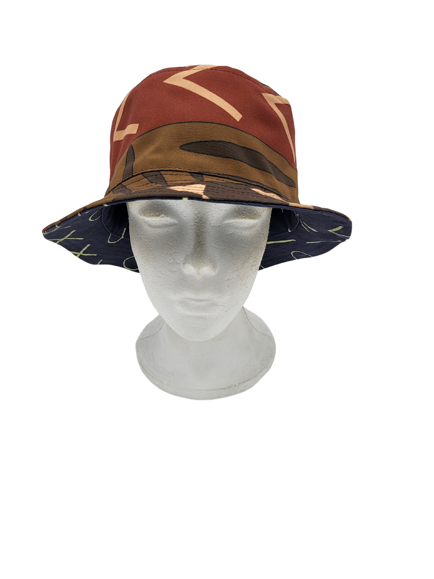 Mud Cloth Pattern 1/Indigo Pattern 1 Unisex Reversible Bucket Hat