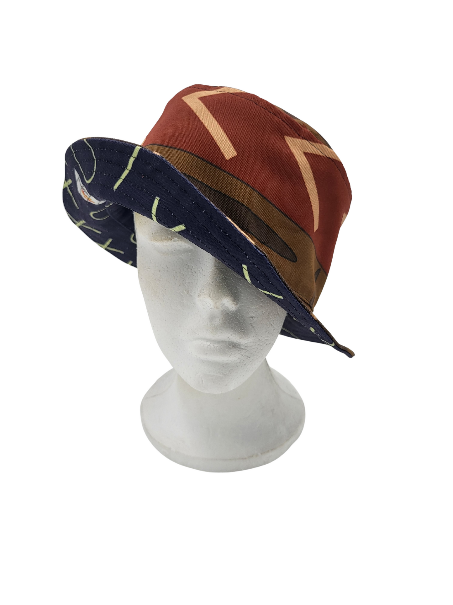 Mud Cloth Pattern 1/Indigo Pattern 1 Unisex Reversible Bucket Hat