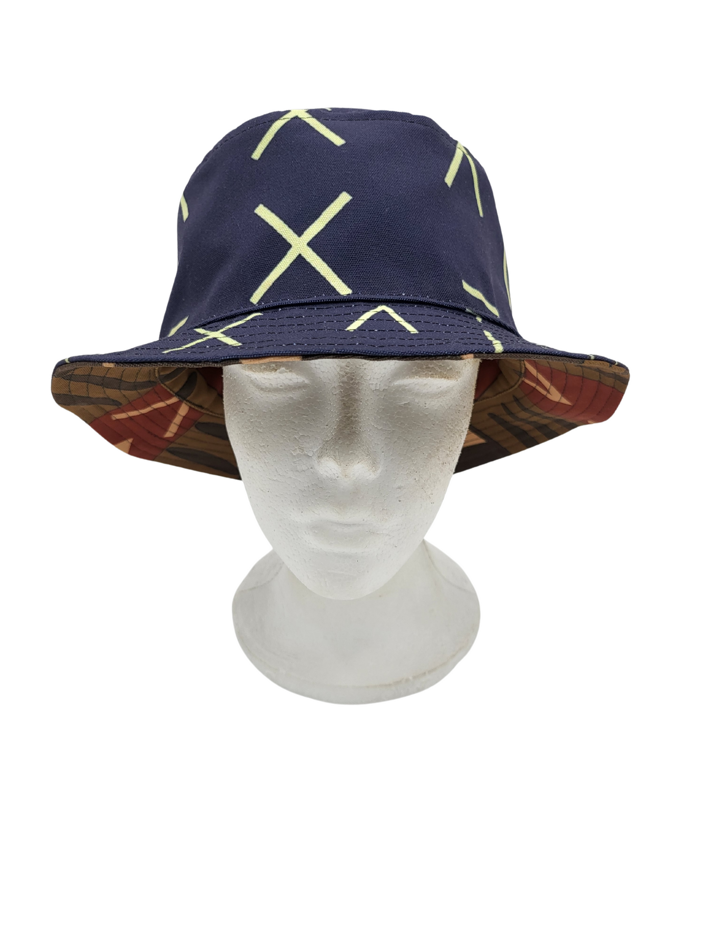 Mud Cloth Pattern 1/Indigo Pattern 1 Unisex Reversible Bucket Hat