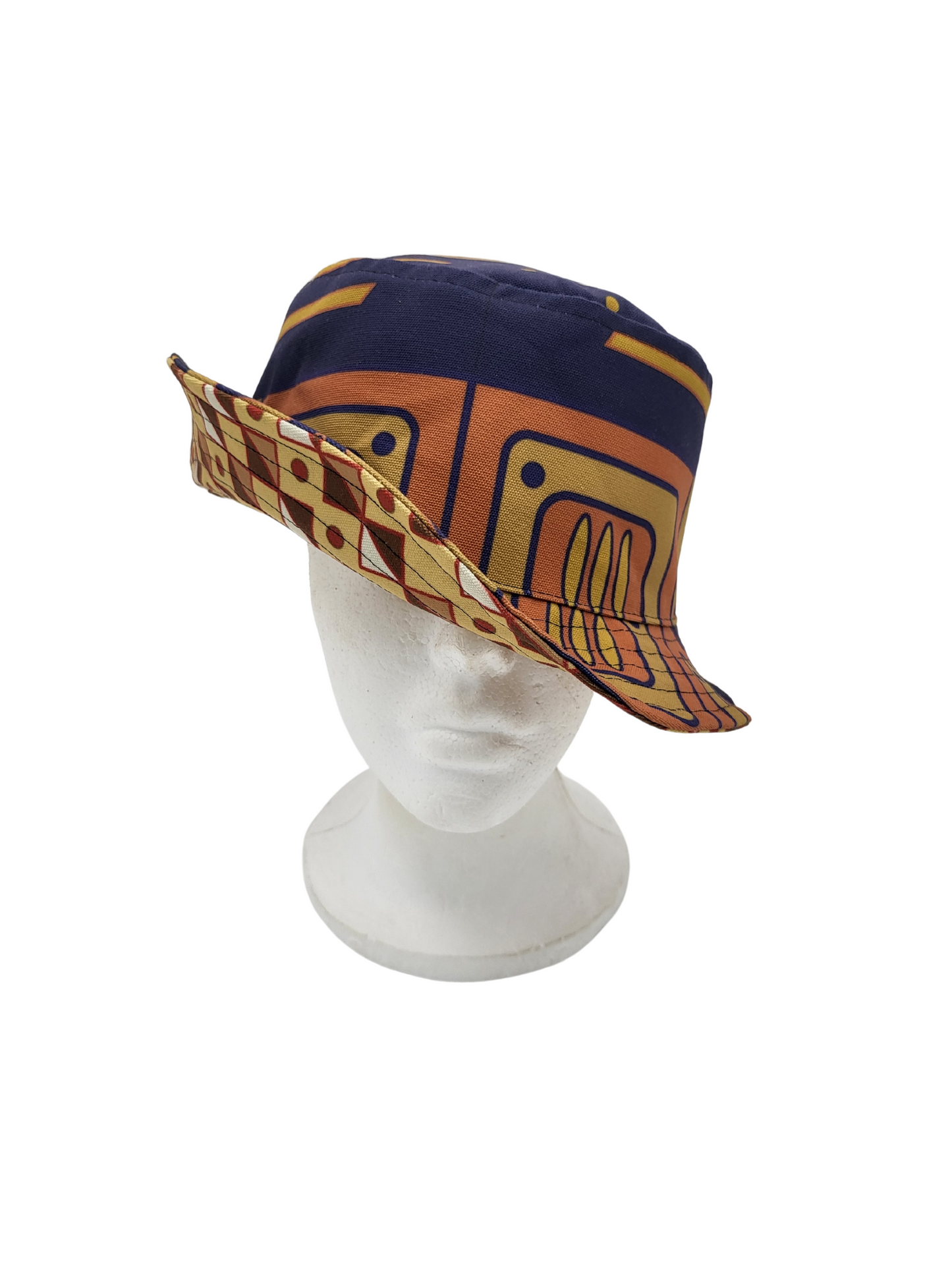 Mud Cloth Pattern 2/Indigo Pattern 2 Unisex Reversible Bucket Hat