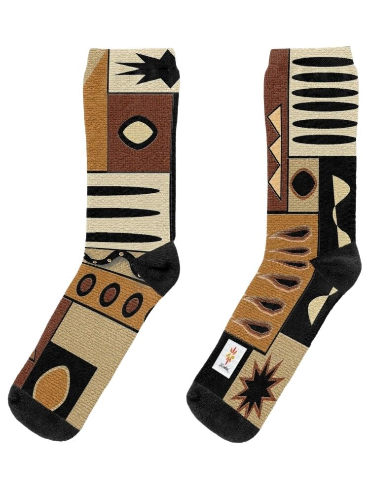 Mud Cloth Pattern 4 © Unisex Socks