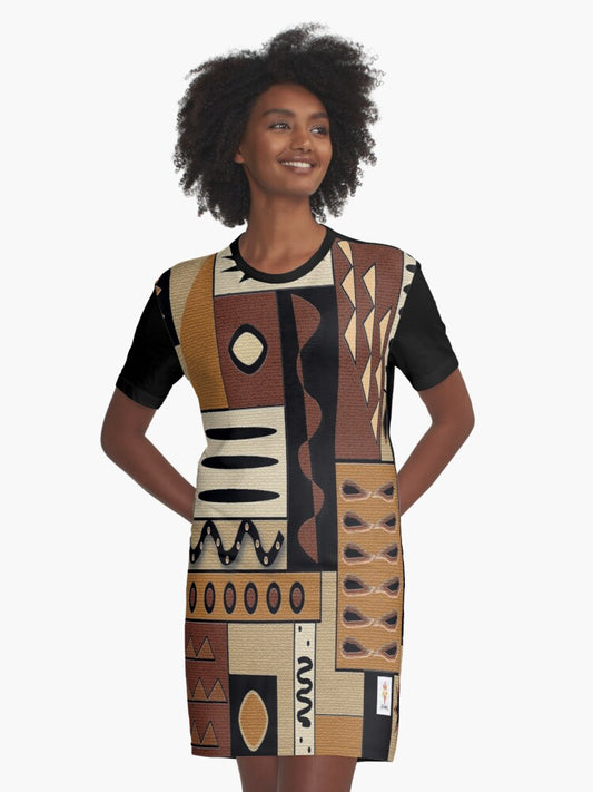 Mud Cloth Pattern 4 © Graphic T-Shirt Dress
