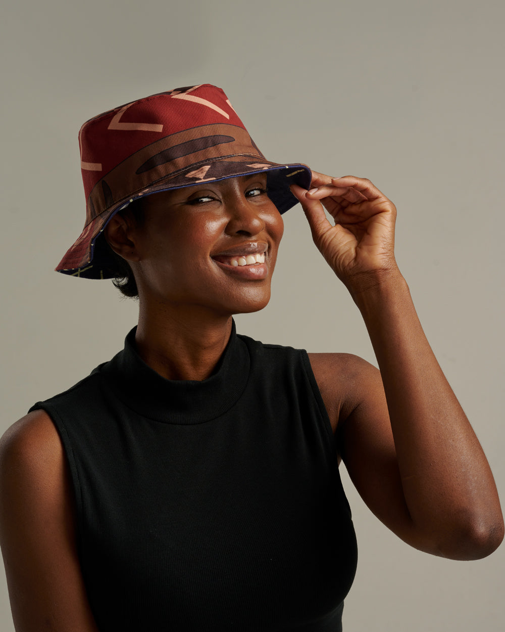 Mud Cloth Pattern 1/Indigo Pattern 1 Unisex Reversible Bucket Hat