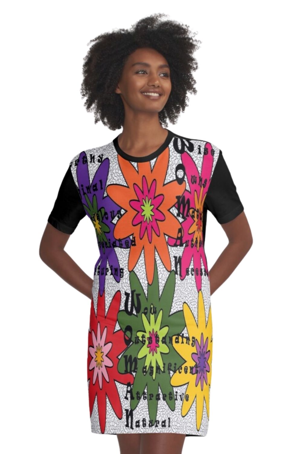 WOMAN © Graphic T-Shirt Dress – SKCreations, LLC WOMAN © Graphic T-Shirt Dress – SKCreations, LLC