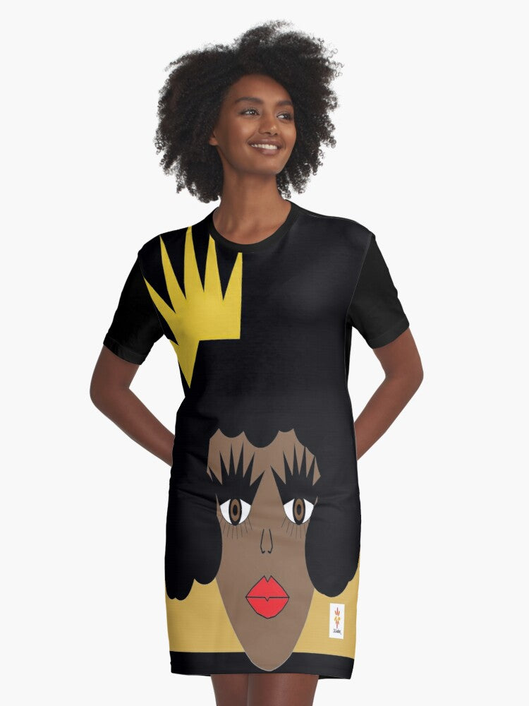 dress t-shirt dress skcreationsllc wearable art art for products art fashion let me adjust my crown black dress black owned business woman owned business creative art fashion original art fashion summer style women's fashion 