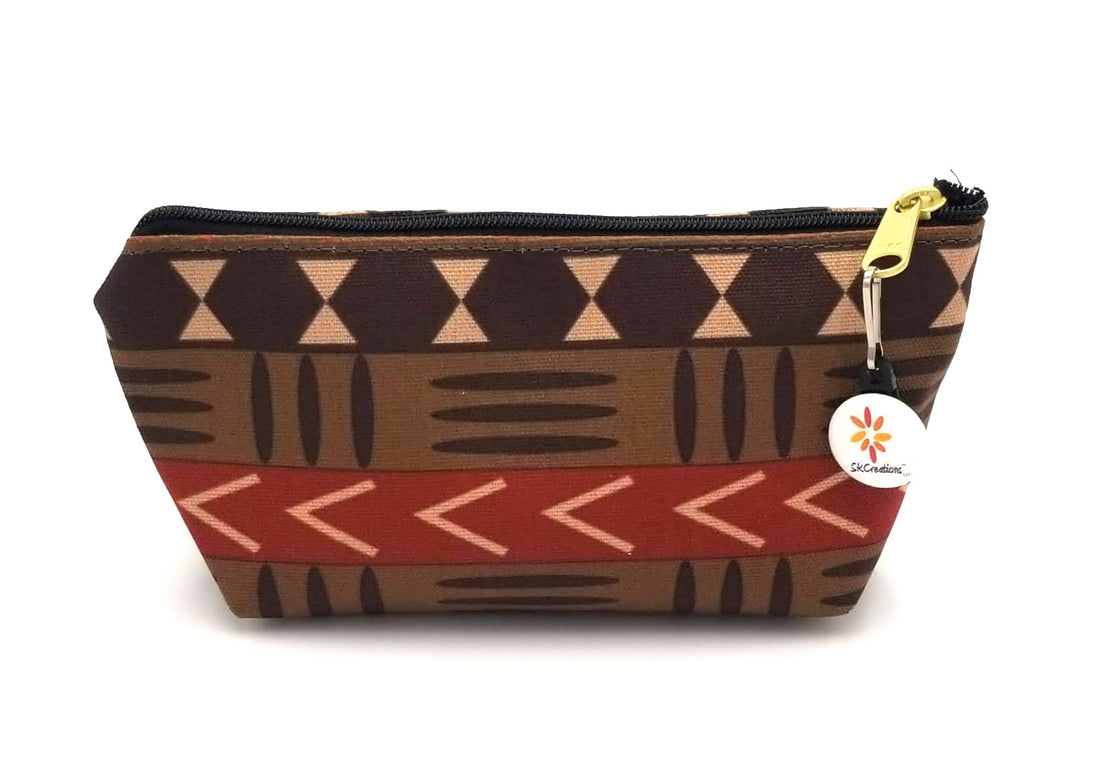 skcreationsllc, skcreations, the africa collection, accessory pouch, mud cloth pattern, cosmetic pouch, make-up pouch, art design pouch, creative design pouch, original art pouch