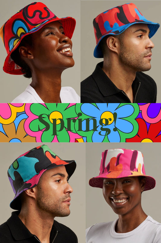 skcreations llc, hats, bucket hats, unisex hats, sharon a. keyser, fashion designer, spring hats, original designs, reversible hats