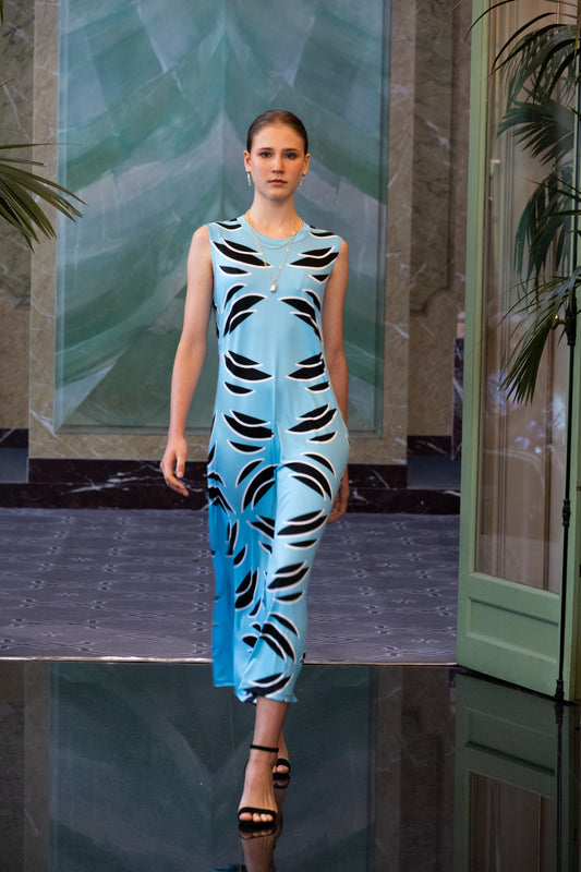 Island Vibes Light Blue Flared Maxi Dress