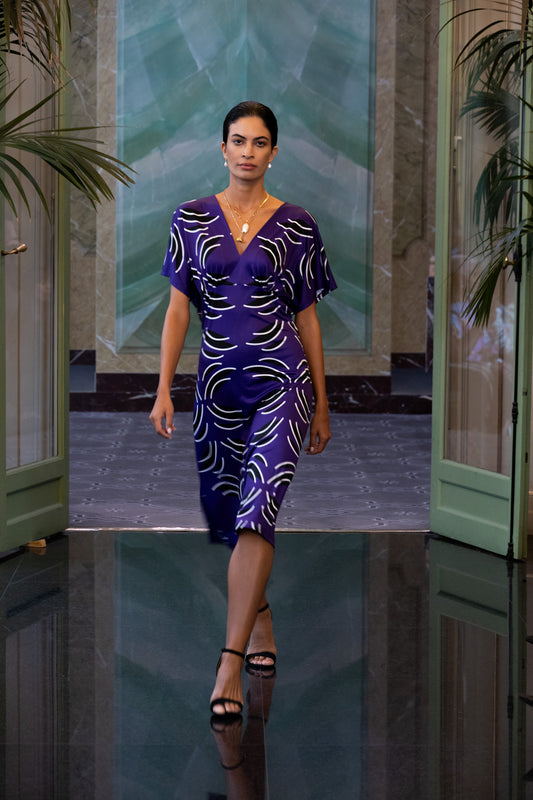Island Vibes Purple Flowy Sleeves Dress