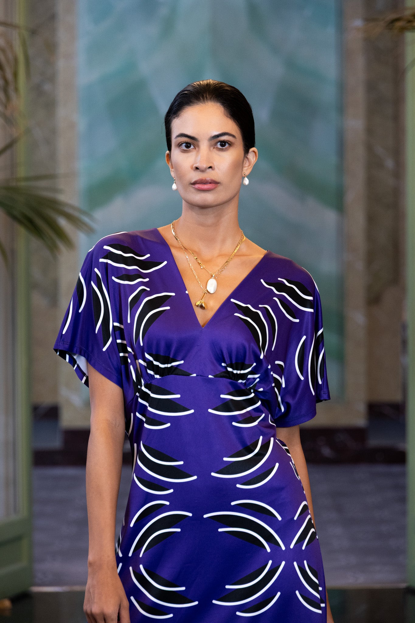 Island Vibes Purple Flowy Sleeves Dress