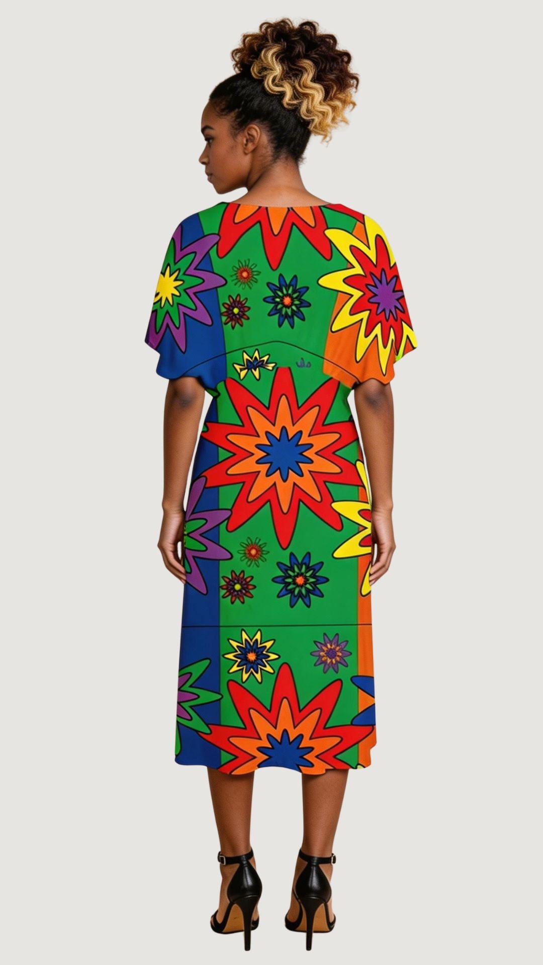 Blooming Happy - Vibrant Flowy Sleeves Dress