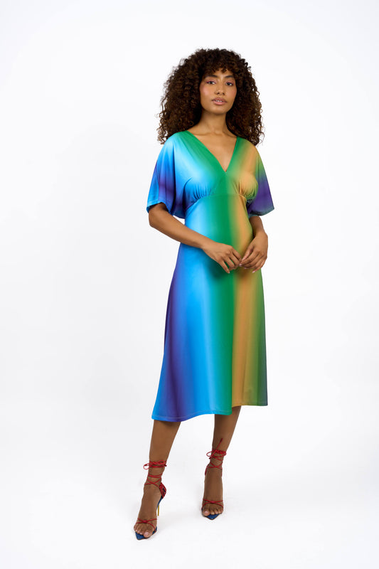 Sea Breeze Flowy Sleeves Dress