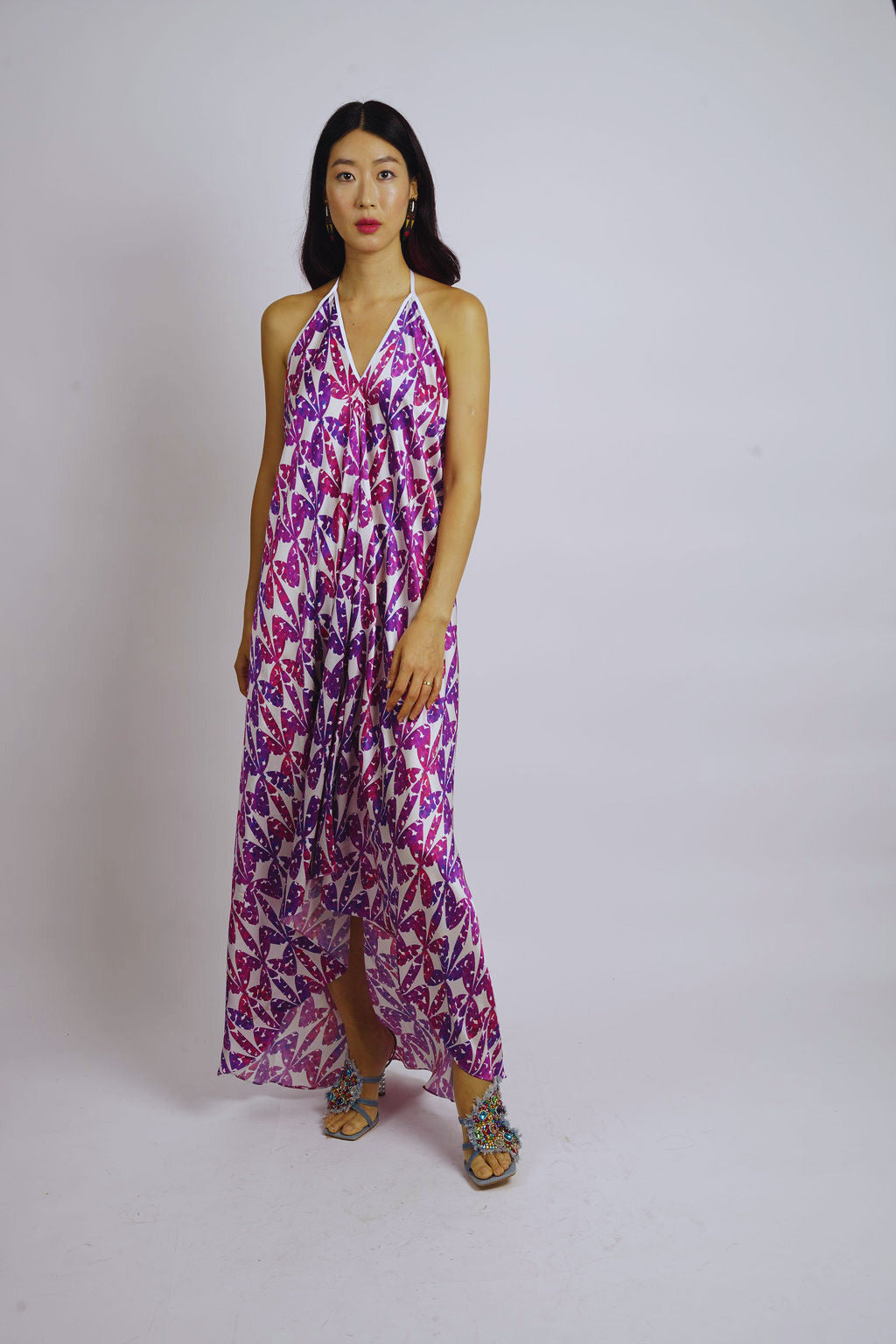 Mod Purple Halter Neck Backless Dress