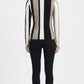 Stripes Half-Zip Top in Beige, Black, and White