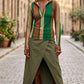 Stripes Half-Zip Top in Forest Green, Terra Cotta, and Warm Beige