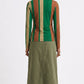 Stripes Half-Zip Top in Forest Green, Terra Cotta, and Warm Beige