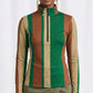 Stripes Half-Zip Top in Forest Green, Terra Cotta, and Warm Beige