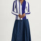 Stripes Half-Zip Top in Blue and White