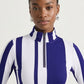 Stripes Half-Zip Top in Blue and White