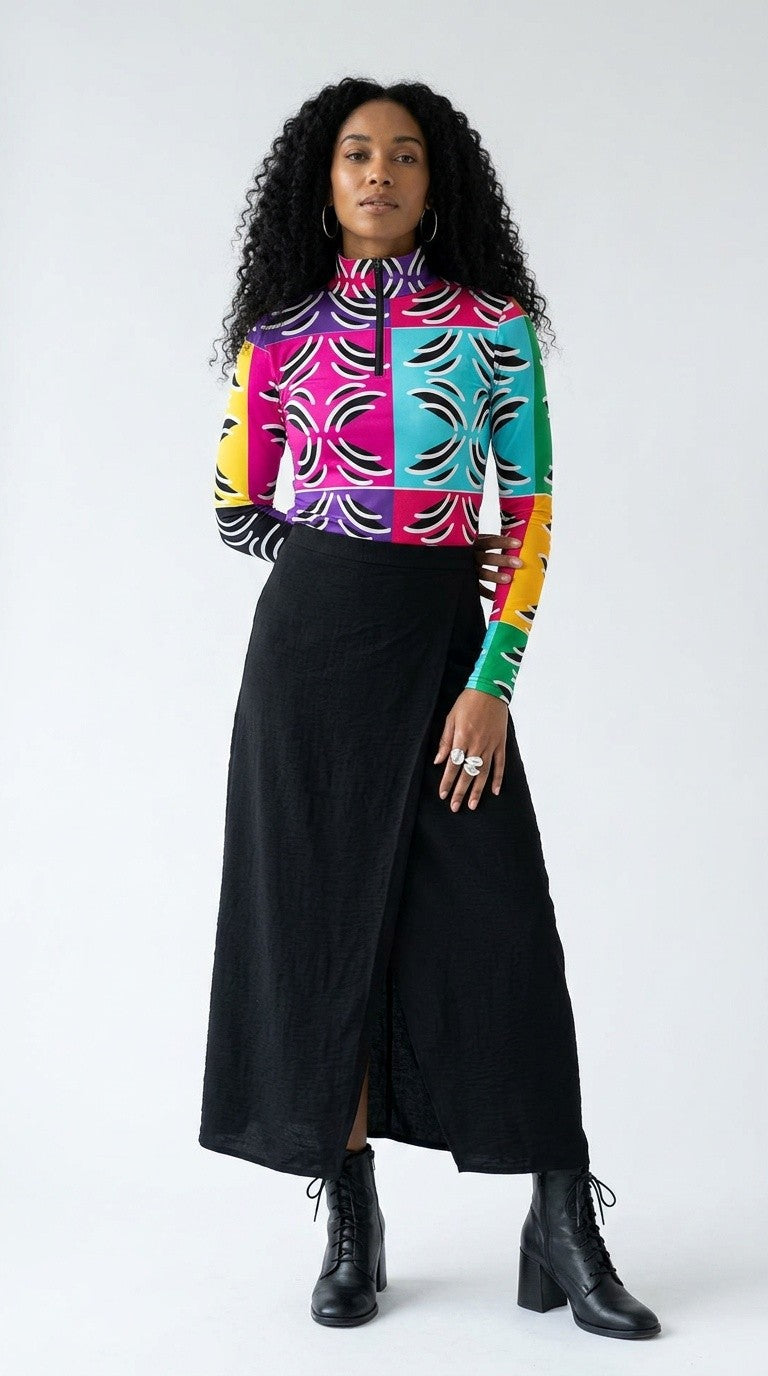 Island Vibes Collage Half-Zip Top