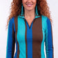 Stripes Half-Zip Top in Chocolate Brown and Light Blue