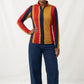 Stripes Half-Zip Top in Navy, Gold, and Scarlet