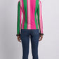 Stripes Half-Zip Top in Pink and Green