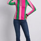 Stripes Half-Zip Top in Pink and Green