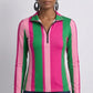 Stripes Half-Zip Top in Pink and Green