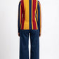 Stripes Half-Zip Top in Navy, Gold, and Scarlet