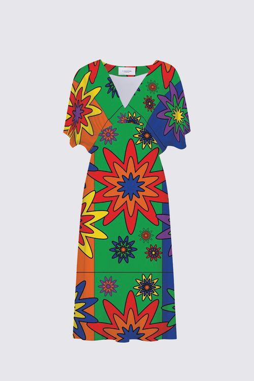 Blooming Happy - Vibrant Flowy Sleeves Dress
