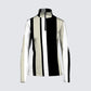 Stripes Half-Zip Top in Beige, Black, and White