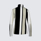 Stripes Half-Zip Top in Beige, Black, and White