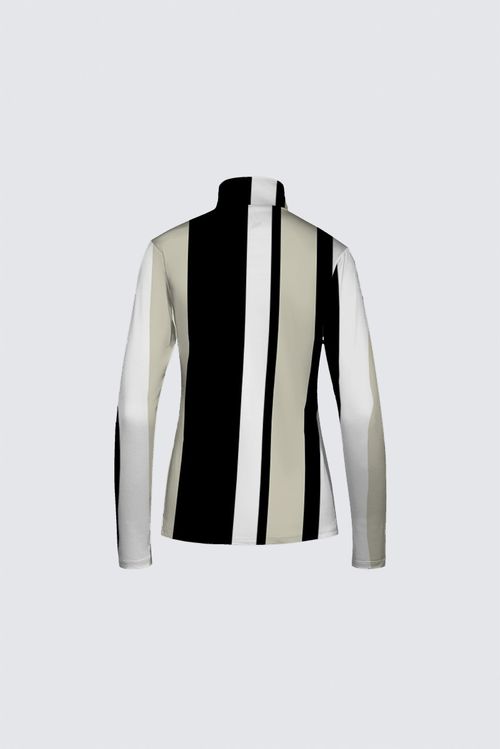 Stripes Half-Zip Top in Beige, Black, and White