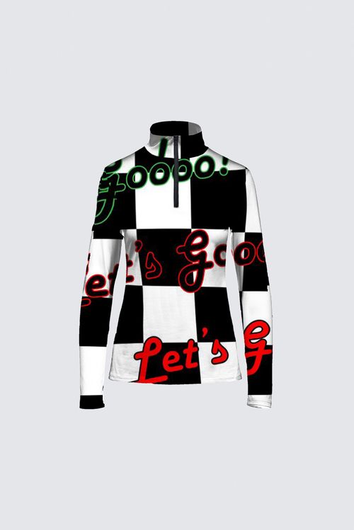 Let's Gooo! Black and White Half-Zip Top