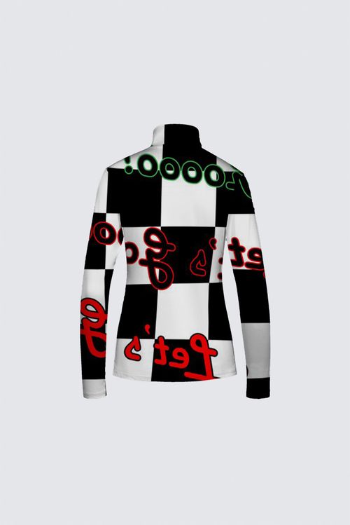 Let's Gooo! Black and White Half-Zip Top