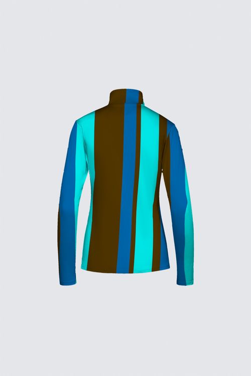 Stripes Half-Zip Top in Chocolate Brown and Light Blue