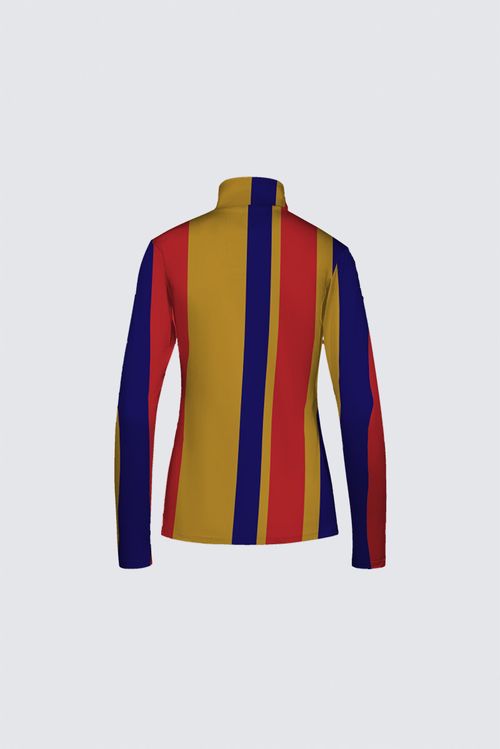 Stripes Half-Zip Top in Navy, Gold, and Scarlet
