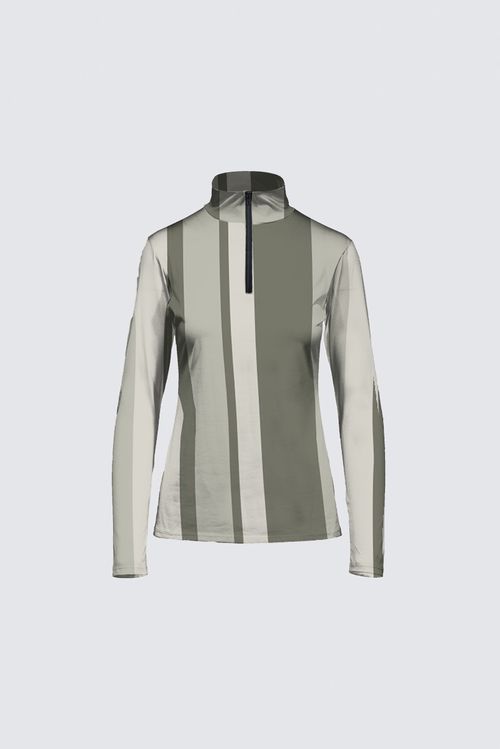 Stripes Half-Zip Top in Gray and Beige