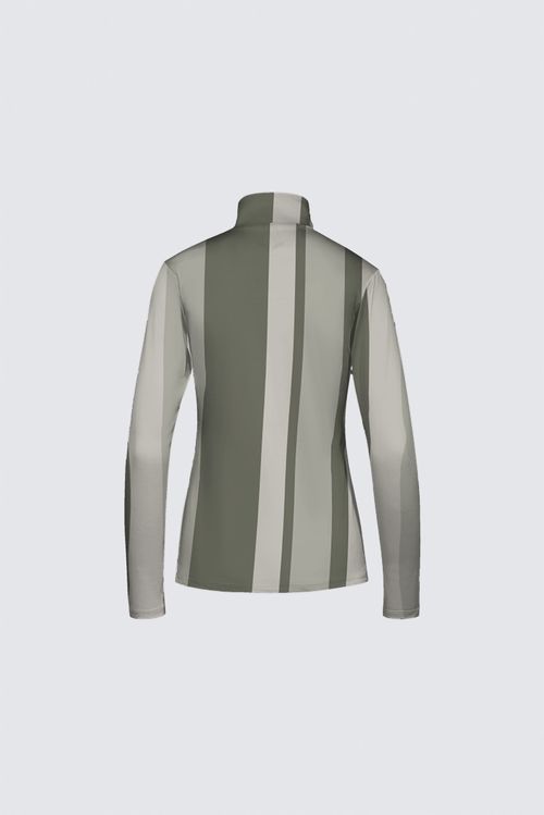Stripes Half-Zip Top in Gray and Beige