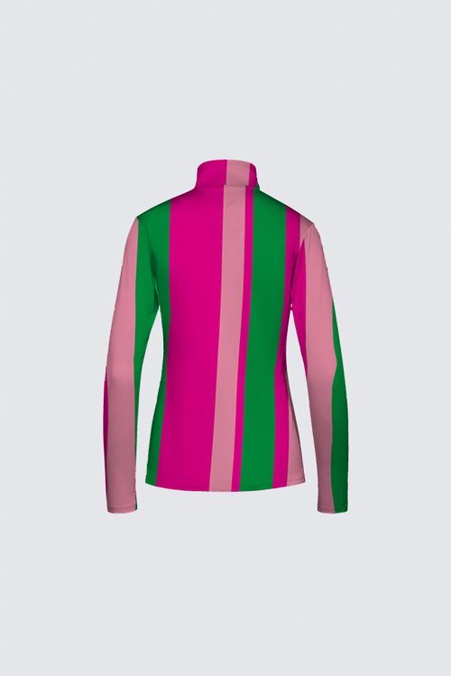 Stripes Half-Zip Top in Pink and Green