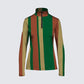 Stripes Half-Zip Top in Forest Green, Terra Cotta, and Warm Beige
