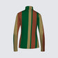 Stripes Half-Zip Top in Forest Green, Terra Cotta, and Warm Beige