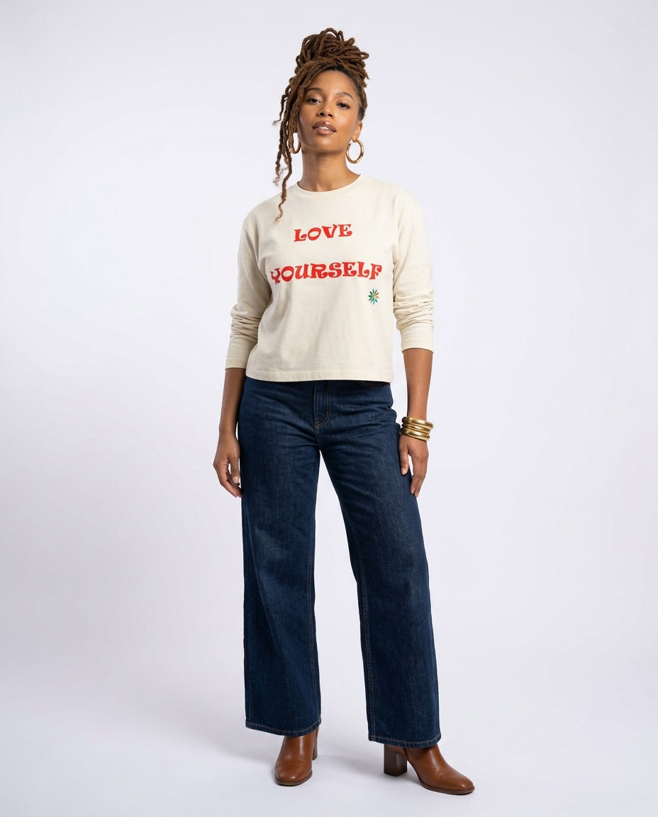 LOVE YOURSELF Unisex Vintage Wash Long Sleeve Boxy T-Shirt
